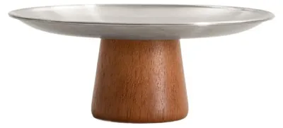 Produktbild von HOMLA EDMORE Teller auf Holzbein aus rostfreiem Stahl 23X9 cm