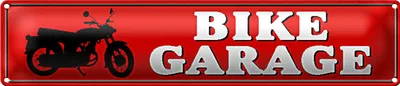 Produktbild von Blechschild Straßenschild 46x10cm Bike Garage Motorrad Dekoration