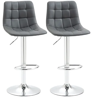Immagine prodotto di Set 2 Sgabelli con Schienale 42x45x89-110 cm in Pelle finta Grigio