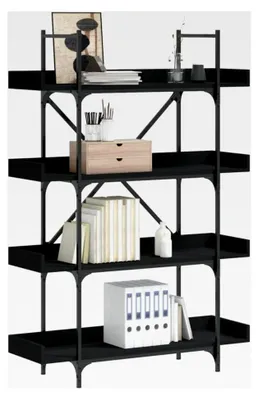 Produktbild von Bücherregal mit 4 Ebenen, Schwarz, 100 x 33 x 145,5 cm, Holzregal