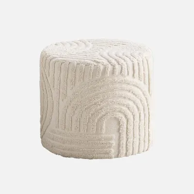 Produktbild von sweeek - Runder Hocker aus getuftetem Bouclé - Weiß