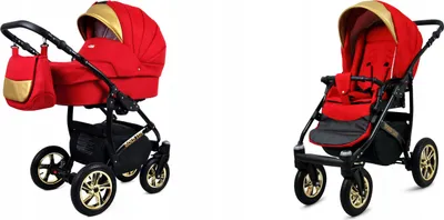 Produktbild von BabyLux® Gold Lux | 2in1 Kinderwagen Set | Scarlet | Kombikinderwagen | Kinderwagenset | Buggy +