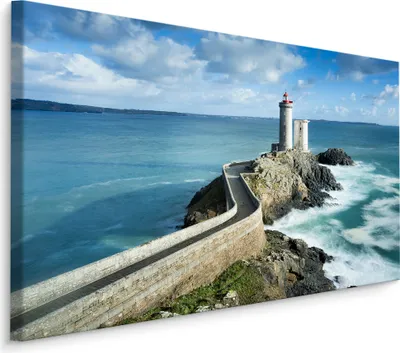 Produktbild von Fabelhafte Canvas LEINWAND BILDER 90x60 cm XXL Kunstdruck Leuchtturm Frankreich Meer