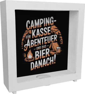 Produktbild von Camping-Kasse Abenteuer Rahmen Spardose aus Holz