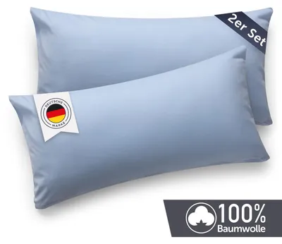 Produktbild von Blumtal Kissenbezug 40x60 cm (2er Set Kissenbezüge) - Blau - 100% Baumwoll-Jersey für Nackenstützkissen