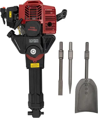 Imagen del producto de Taladro para pozos portátil, motor de gasolina de 52 cc, 6500 r/min, de 2 tiempos. Excavadora de gasolina, fresadora para zanjas con pala, pico puntiagudo y pico plano para jardines
