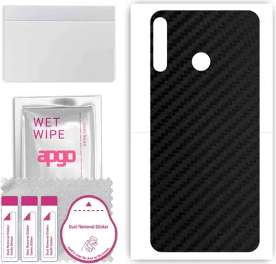 Produktbild von apgo Rückseite Schutzfolie, Skin, kompatibel mit Tecno Spark 4, Hinten Displayschutzfolie aus Vinylfolie, kratzfest, einfache Montage - Schwarzer Kohlenstoff