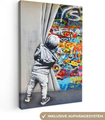 Produktbild von Wanddeko 40x60 cm - Banksy - Junge - Ilussie - Straßenkunst, Wandbilder, Wanddeko Wohnzimmer