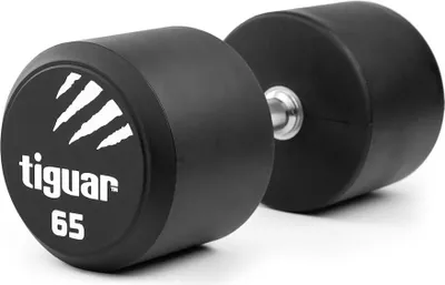 Produktbild von tiguar PolyurethanKurzhantel 65 kg – Profi-Hantel mit rutschfestem Stahlgriff, 15,2 cm Länge, extrem robust & abriebfest, ideal fürs Studio