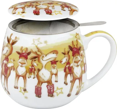 Zdjęcie produktu dla Könitz Wesołych Świąt, kubek, filiżanka, z sitkiem i pokrywką, porcelana, 420 ml, 11 5 143 0811