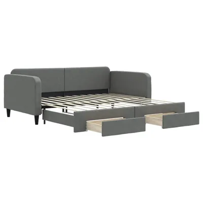 Obrázok produktu pre vidaXL Rozkladacia posteľ so zásuvkami Tmavo šedá 100x200 cm Látka