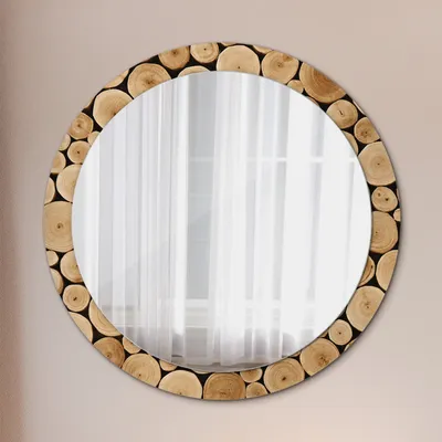Produktbild von Spiegel - Mirror zum Wandspiegel Schlafzimmer – Schminkspiegel- Holz Baumstämme- Ø90cm