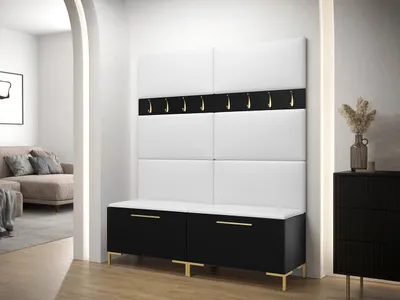 Obrázok produktu pre Stena do predsiene s čalúnenými panelmi ANDORA 2 - čierna / biela