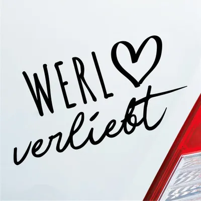 Produktbild von Auto Aufkleber Werl verliebt Herz Stadt Heimat Liebe Car 19x10 cm Schwarz Glanz Sticker Heckscheibenaufkleber