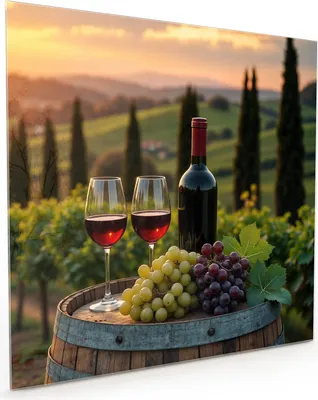 Produktbild von Küchenrückwand Spritzschutz Glas mit Motiv Weinlandschaft 40 x 40 cm