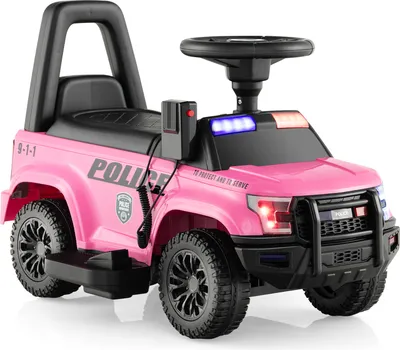 Produktbild von DREAMADE Kinder Polizeiauto, Elektro-Spielzeugauto mit 6V-Batterie und echtem Megafon, Musik, Sirenenblitzlichtern & Scheinwerfern, ab 18 Monate, Pink