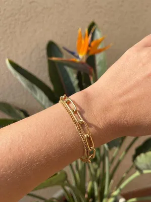 Produktbild von Lundholm Nicola Armband Damen Vergoldet – Doppellagige Gliederkette – Premium Edelstahl Gold PVD – Hypoallergen Wasserfest