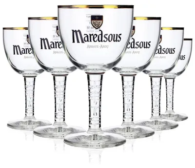 Produktbild von 6x Maredsous Bier Abbaya Glas Gläser Biergläser 0,25l Pokal Goldrand