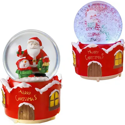 Schneekugel mit Musik, LED-Licht, Schneeeffekt, Weihnachtsdeko