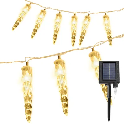 Produktbild von Peviasot 10M 80 LED Solar Eiszapfen Lichterkette Außen Innen 8 Modi IP44 Party Garten Lichtervorhang Fenster Weihnachten Eisregen Beleuchtung Deko Warmweiß