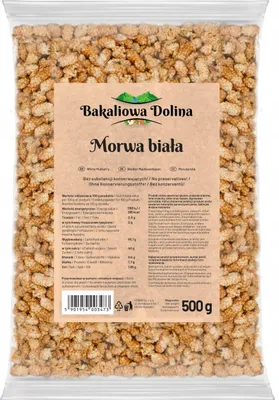 Zdjęcie produktu dla Suszona morwa biała 500 G - Dietetyczna przekąska - Bez dodatku cukru - Niesiarczanowana - Słodzik do musli i jogurtu