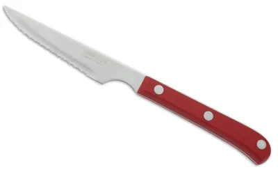 Steakmesser, gekartelt, Nitrum-Edelstahl, 115 mm, rot