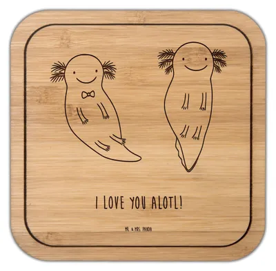 Produktbild von Mr. & Mrs. Panda Tassenuntersetzer Axolotl Liebe - Transparent - Geschenk, Untersetzer Kork, Hocheitstag, Quadratischer, Coaster, für Männer, Hochzeitstag, Freund, Frauen