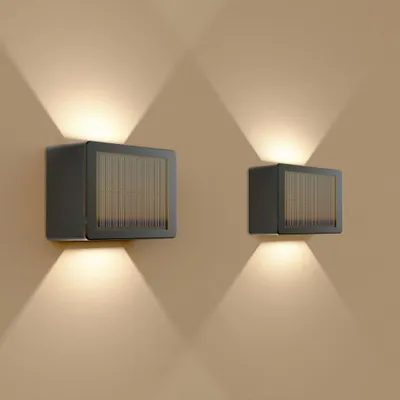 Image de HOFTRONIC - Appliques murales solaires 1,2W IP65 4 LED Noir Cube Up & Down CCT