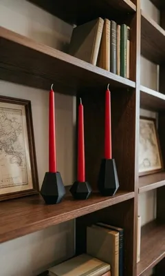Produktbild von Evila Originals, Hochwertiges Kerzenständer-Set (6 Teile), Schwarz und Rot | 100% Paraffinwachs, 11x7 cm (groß), 8x7 cm (mittel), 5x7 cm (klein) | Perfekt für stilvolle Dekoration und stimmungsvolle Beleuchtung.