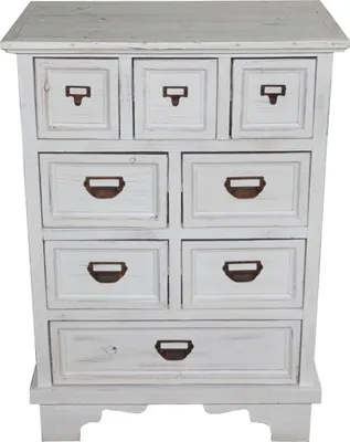 Zdjęcie produktu dla Casa Padrino Shabby Chic komoda w stylu rustykalnym z 8 szufladami antyczna biel szer. 64 cm, wys. 90 cm - Antyczna komoda