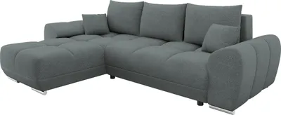 Produktbild von MIRJAN24 Ecksofa Logo L mit Bettkasten und Schlaffunktion, Seite universal, Rückenlehne in Form beweglicher Kissen (Farbe: Velo 635)