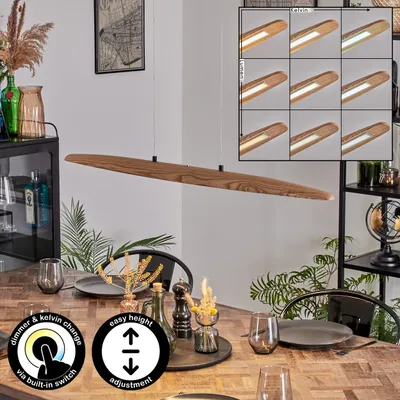 Produktbild von Frattamaggiore dimmbare Pendellampe aus Metall/Holz/Kunststoff in Schwarz/Natur/Weiß