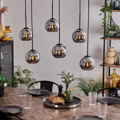 Produktbild von Cesaro Hängelampe aus Metall/Glas in Schwarz/Chromfarben