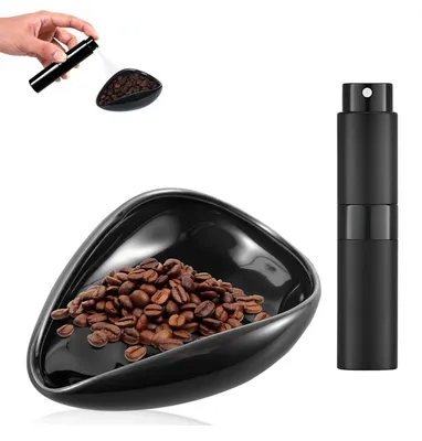 Kaffeebohnen-Dosierbecher 2er Set, Keramik, schwarz