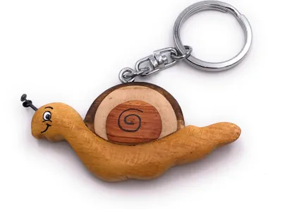 Image de Onwomania Porte-clés en bois Escargot avec antennes Mollusque Animal Charm