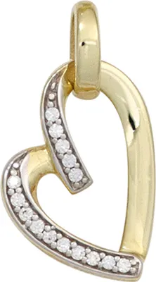 Produktbild von Anhänger Herz aus 333 Gold Gelbgold mit Zirkonia weiß Herzanhänger Damen