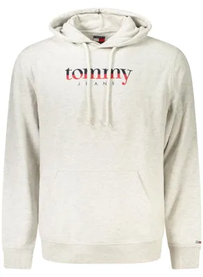 Produktbild von Grauer Herren Hoodie aus Baumwolle mit Kängurutasche und Print