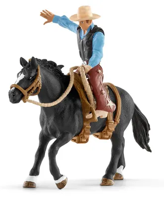 Produktbild von schleich FARM WORLD Saddle Bronc Riding Mit Cowboy, 3 Jahr(e), Schwarz, Blau, Braun, Kunststoff