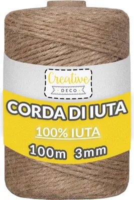 Immagine prodotto di Creative Deco 100m Corda Juta| Spago Spessore 2-3 mm | Marrone Naturale Cordino Juta Forte | Corda Tiragraffi per Gatti, Bricolage, Decorazione