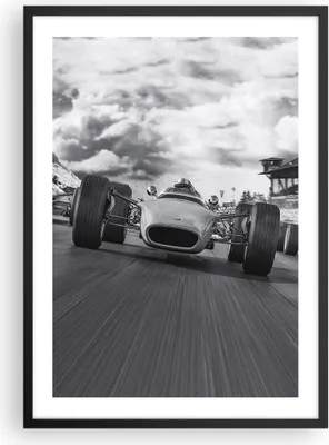 Produktbild von Gerahmtes Poster - Schwarzer Rahmen - Formel 1 Schwarz und Weiß - 50x70 cm - Wand Bild - Wanddeko - Wandbilder - Wandposter - Bilderrahmen - Bilder - Kunstdruck - Wandbild - P2BPA50x70-4127