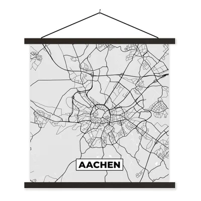 Produktbild von MuchoWow® Textilposter Deutschland - Karte - Aachen - Stadtplan 60x60 cm mit schwarzem Rahmen - Posteraufhänger