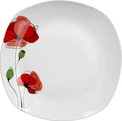 Produktbild von Servierplatte Monika 28,5cm weiß Blume-Mohn XL-Buffetplatte Servierteller groß