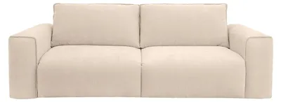 Produktbild von 3-Sitzer-Schlafsofa mit Express-Klappmechanismus aus beigem Stoff – Liegefläche 140 cm, Matratze 16 cm – POGLO