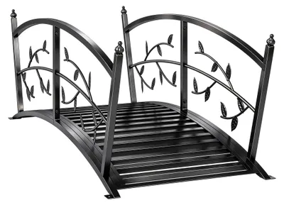 Produktbild von Outsunny Gartenbrücke aus Metall 120 cm Teichbrücke mit Sicherheitsgeländern