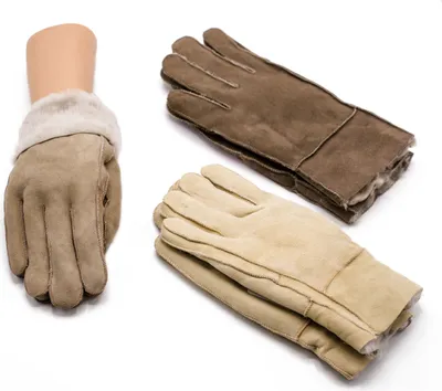 Produktbild von Echt Lammfell Fingerhandschuhe Beige S
