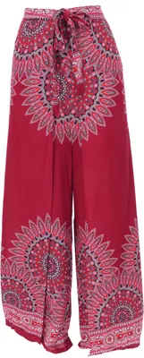 Produktbild von Palazzohose, Langer Boho Hosenrock, Wickelhose, Sommerhose - Weinrot, Damen, Viskose, Hosen