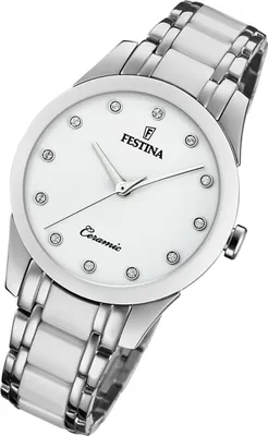 Produktbild von Festina Damen Uhr Keramik F20499/1 Edelstahl Armbanduhr silber weiß UF20499/1