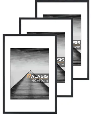 Produktbild von Bilderrahmen 40x60 cm Schwarz 3er Set mit Passepartout Holz Acrylglas