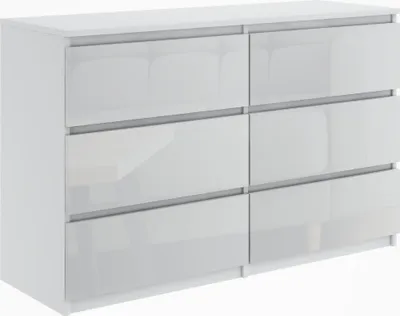 Produktbild von Kommode mit 6 Schubladen Sideboard Schrank Anrichte Highboard 120 weiß glanz
