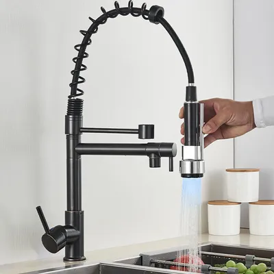 Produktbild von Küchenarmatur 360° Wasserhahn Schwarz Ausziehbar Brause Spülbecken Mischbatterie